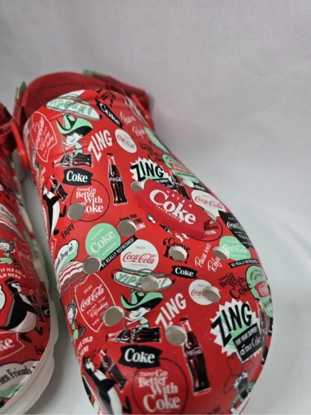 Crocs Mens COCA COLA ALL-TERRAIN CLOG White Red MENS SIZE 15- MISSING CHARMS